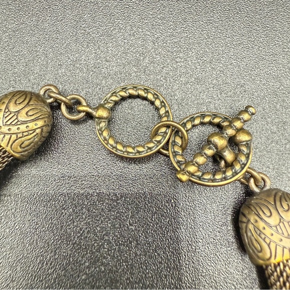 Vintage Romanesque Mesh Chain Bracelet with Sparkly Amber Rhinestones - Picture 6 of 16